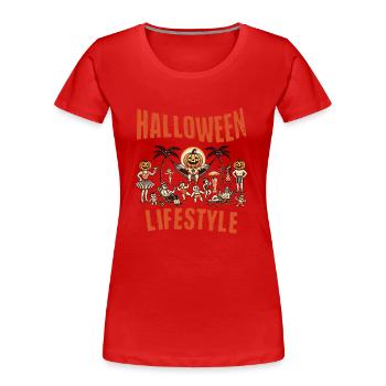 Halloween Lifestyle Strandspaß im Retro Stil - Frauen Premium Bio T-Shirt - Rot - Vorne - Mia (176cm)