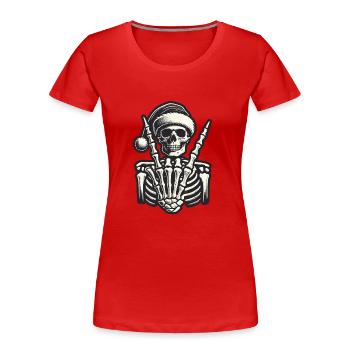 Style de Noël Cool Skeleton - T-shirt bio Premium Femme - rouge - Devant - Mia (176cm)
