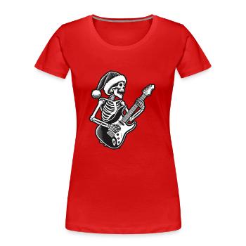 Rocking Christmas Skeleton Guitariste - T-shirt bio Premium Femme - rouge - Devant - Mia (176cm)