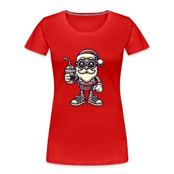 Père Noël snob avec boisson - T-shirt bio Premium Femme - rouge - Devant - Mia (176cm)