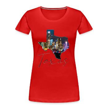 Austin Skyline au Texas Carte de l’État TX - T-shirt bio Premium Femme - rouge - Devant - Mia (176cm)