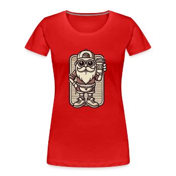 Père Noël snob avec du café - T-shirt bio Premium Femme - rouge - Devant - Mia (176cm)