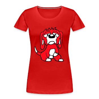 Dog looks unhappy sad shy fear - Women's Premium Organic T-Shirt - red - Front - Mia (176cm)