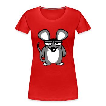 Mouse looks angry angry frustrated angry aggressive - Women's Premium Organic T-Shirt - red - Front - Mia (176cm)
