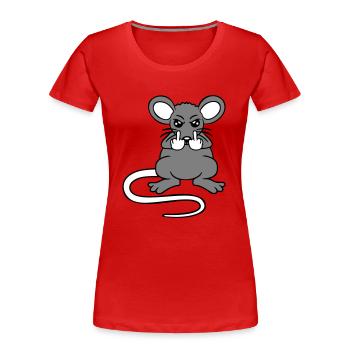 Mouse Nasty Angry Frustrated Aggressive Middle Finger - Women's Premium Organic T-Shirt - red - Front - Mia (176cm)