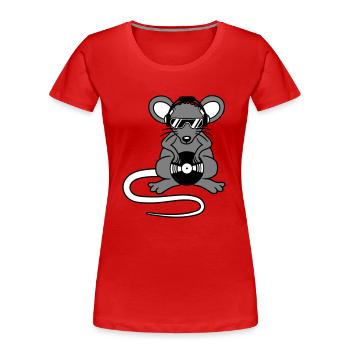 Maus DJ Sonnenbrille Kopfhörer Party Feiern Musik - Frauen Premium Bio T-Shirt - Rot - Vorne - Mia (176cm)