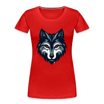 Angry red-eyed wolf - Frauen Premium Bio T-Shirt - Rot - Vorne - Mia (176cm)