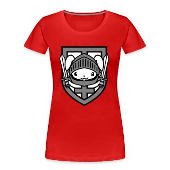 Lapin Chevalier Épée Bouclier Armure Casque Château Héros - T-shirt bio Premium Femme - rouge - Devant - Mia (176cm)
