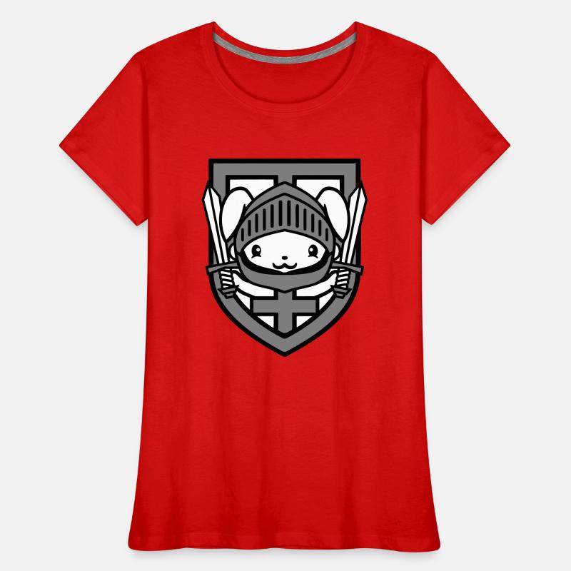 Lapin Chevalier Épée Bouclier Armure Casque Château Héros T-shirt bio Premium Femme