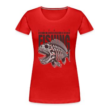 Fishing Skull – Skelettfisch für Hardcore-Fans - Frauen Premium Bio T-Shirt - Rot - Vorne - Mia (176cm)