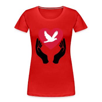 Dove of Peace - Love - Pacifist - Women's Premium Organic T-Shirt - red - Front - Mia (176cm)