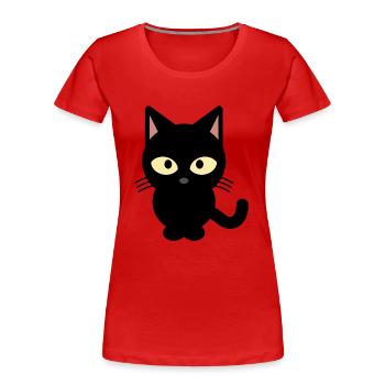 Black cat - Women's Premium Organic T-Shirt - red - Front - Mia (176cm)