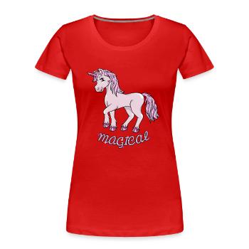 Cute smiling unicorn - Women's Premium Organic T-Shirt - red - Front - Mia (176cm)
