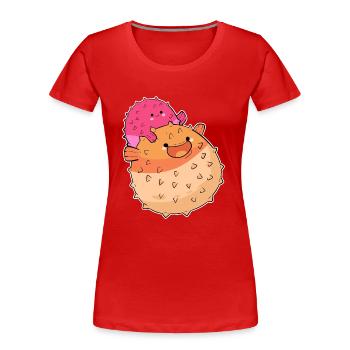 Kugelfisch - Frauen Premium Bio T-Shirt - Rot - Vorne - Mia (176cm)