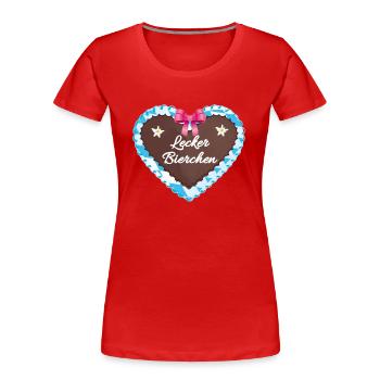 Coeur En Pain D’épices, Coeur, Bière, Bière - T-shirt bio Premium Femme - rouge - Devant - Mia (176cm)