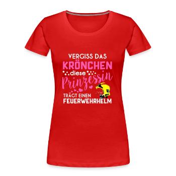 Feuerwehr Shirt · Feuerwehrfrau · Feuer · Frau - Frauen Premium Bio T-Shirt - Rot - Vorne - Mia (176cm)