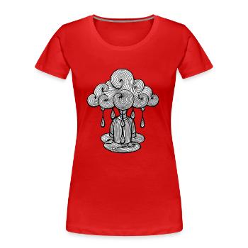 Cloud Montag Regen, Montag ist schlecht ... - Frauen Premium Bio T-Shirt - Rot - Vorne - Mia (176cm)