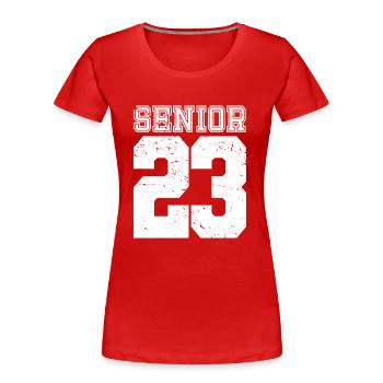 Senior 2023 Distressed Graduated Graduation Gift - Women's Premium Organic T-Shirt - red - Front - Mia (176cm)
