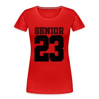 Senior 2023 Distressed Graduated Graduation Gift - Women's Premium Organic T-Shirt - red - Front - Mia (176cm)