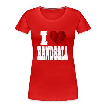 i love handball saying heart love love - Women's Premium Organic T-Shirt - red - Front - Mia (176cm)