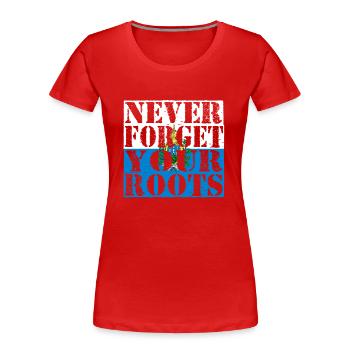 Never-Forget-Roots-Wurzeln-San-Marino - Frauen Premium Bio T-Shirt - Rot - Vorne - Mia (176cm)