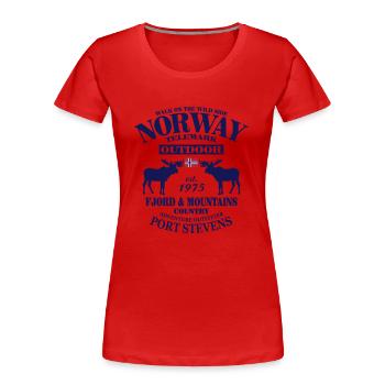 Moose - Telemark Norway - Frauen Premium Bio T-Shirt - Rot - Vorne - Mia (176cm)