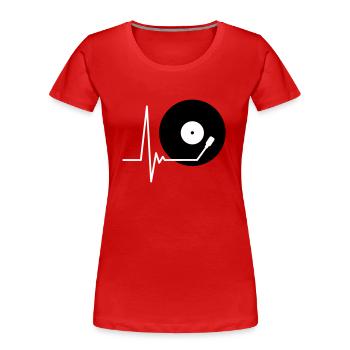 Vinyl Schallplatte Musik Puls Herzschlag Frequenz - Frauen Premium Bio T-Shirt - Rot - Vorne - Mia (176cm)