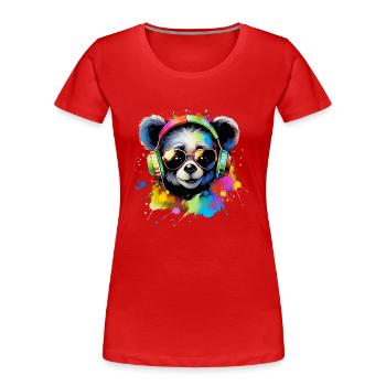 Mignon bébé panda ours avec casque cadeau ours - T-shirt bio Premium Femme - rouge - Devant - Mia (176cm)
