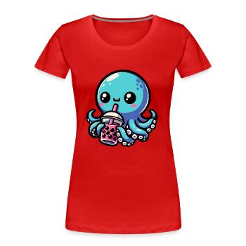 Bubble Tea Octopus Boba Tea Kawaii Geschenk - Frauen Premium Bio T-Shirt - Rot - Vorne - Mia (176cm)