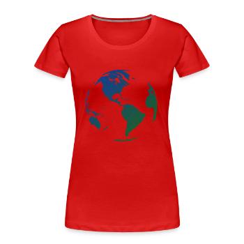 Globus mit Farbverlauf - Frauen Premium Bio T-Shirt - Rot - Vorne - Mia (176cm)