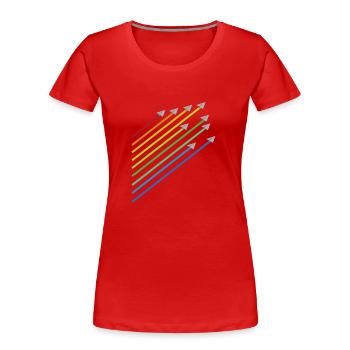 Regenbogen Papier Flugzeug Flug - Frauen Premium Bio T-Shirt - Rot - Vorne - Mia (176cm)
