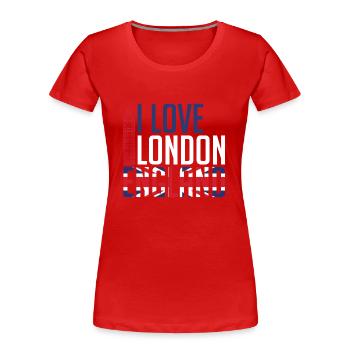 I Love London England - Frauen Premium Bio T-Shirt - Rot - Vorne - Mia (176cm)