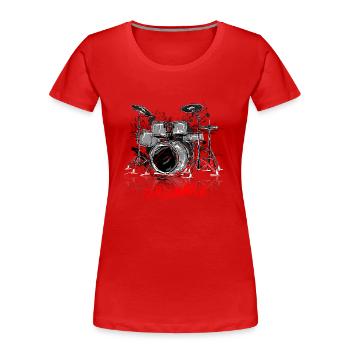 Drummer shirt für Schlagzeugspieler Musiker - Frauen Premium Bio T-Shirt - Rot - Vorne - Mia (176cm)