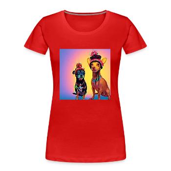 Pop-Art - Frauen Premium Bio T-Shirt - Rot - Vorne - Mia (176cm)