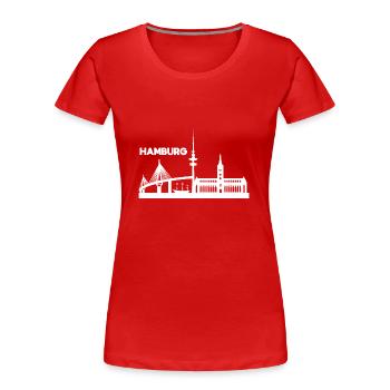 Hamburg Skyline - Frauen Premium Bio T-Shirt - Rot - Vorne - Mia (176cm)