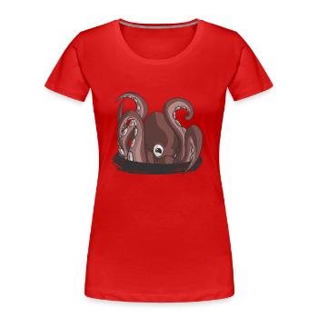 Der Beginn der Krake - Frauen Premium Bio T-Shirt - Rot - Vorne - Mia (176cm)