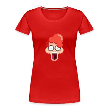 Rousse fou avec des lunettes - T-shirt bio Premium Femme - rouge - Devant - Mia (176cm)