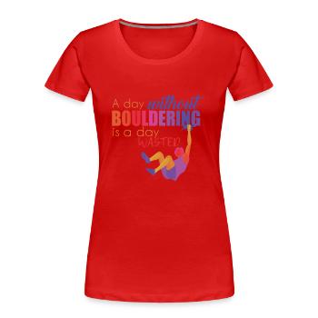 Bouldern - Frauen Premium Bio T-Shirt - Rot - Vorne - Mia (176cm)