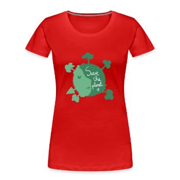 Save the planet - environnement - climat - T-shirt bio Premium Femme - rouge - Devant - Mia (176cm)