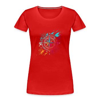 Bunter Airbrush Graffiti Kompass - Frauen Premium Bio T-Shirt - Rot - Vorne - Mia (176cm)