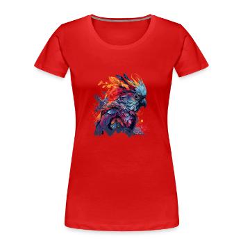 Psychedelischer Kakadu im bunten Street Art Look - Frauen Premium Bio T-Shirt - Rot - Vorne - Mia (176cm)
