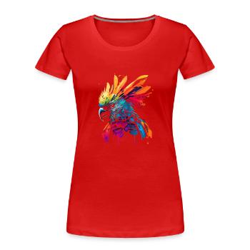 Psychedelischer Kakadu im bunten Street Art Look - Frauen Premium Bio T-Shirt - Rot - Vorne - Mia (176cm)
