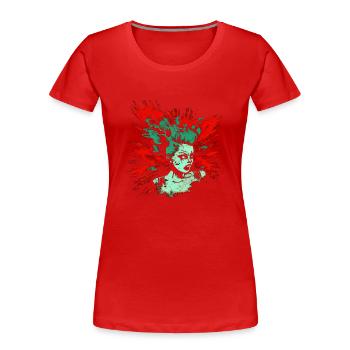 Cooles Psychobilly Comic Design - Grüne Frau - Frauen Premium Bio T-Shirt - Rot - Vorne - Mia (176cm)