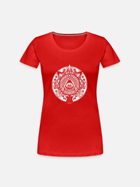 Œuvre d’art géométrique de Mandala avec pyramides - T-shirt bio Premium Femme - rouge