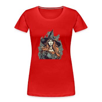 Düstere wunderschöne Hexe / Wicca mit roten Haaren - Frauen Premium Bio T-Shirt - Rot - Vorne - Mia (176cm)