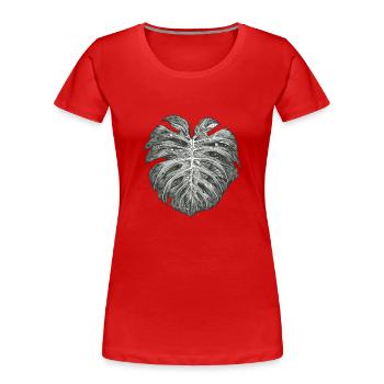 Feuille de monstre surréaliste, motif végétal - T-shirt bio Premium Femme - rouge - Devant - Mia (176cm)