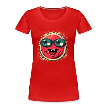 Saftige Wassermelone mit Sonnenbrille - Frauen Premium Bio T-Shirt - Rot - Vorne - Mia (176cm)