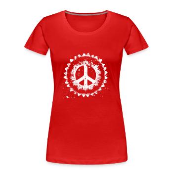 Urban Retro Peace Zeichen - Frauen Premium Bio T-Shirt - Rot - Vorne - Mia (176cm)