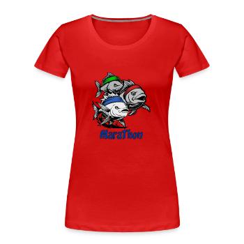 MARATHON ! (footing, running) - T-shirt bio Premium Femme - rouge - Devant - Mia (176cm)