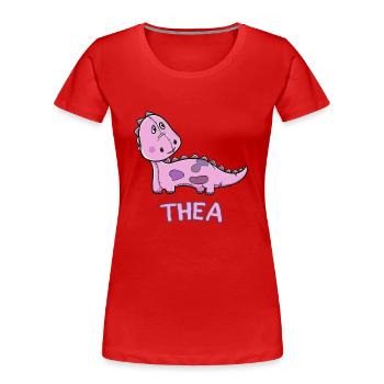 Dinosaurier lustig Kind Thea Geschenk Geburtstag K - Frauen Premium Bio T-Shirt - Rot - Vorne - Mia (176cm)